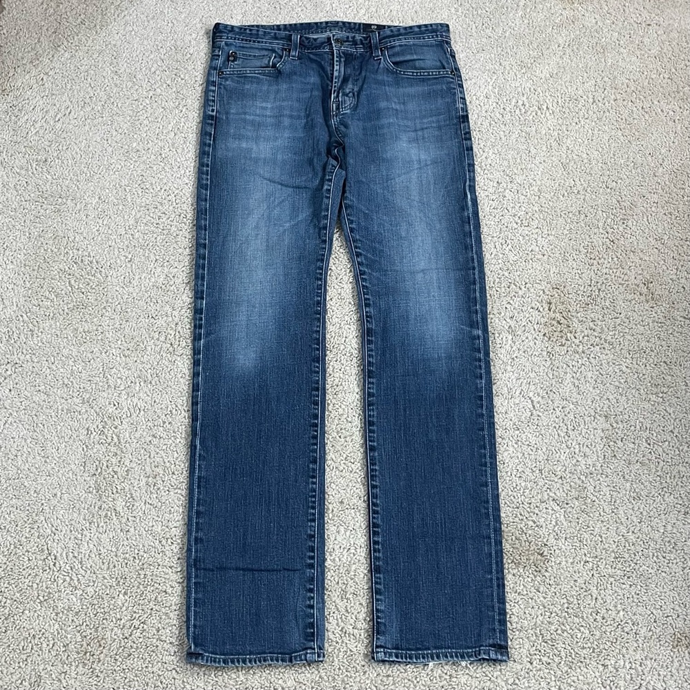 Men's AG ADRIANO GOLDSCHMIED Indigo BLUE Denim SLIM Straight DESIGNER JEANS 32